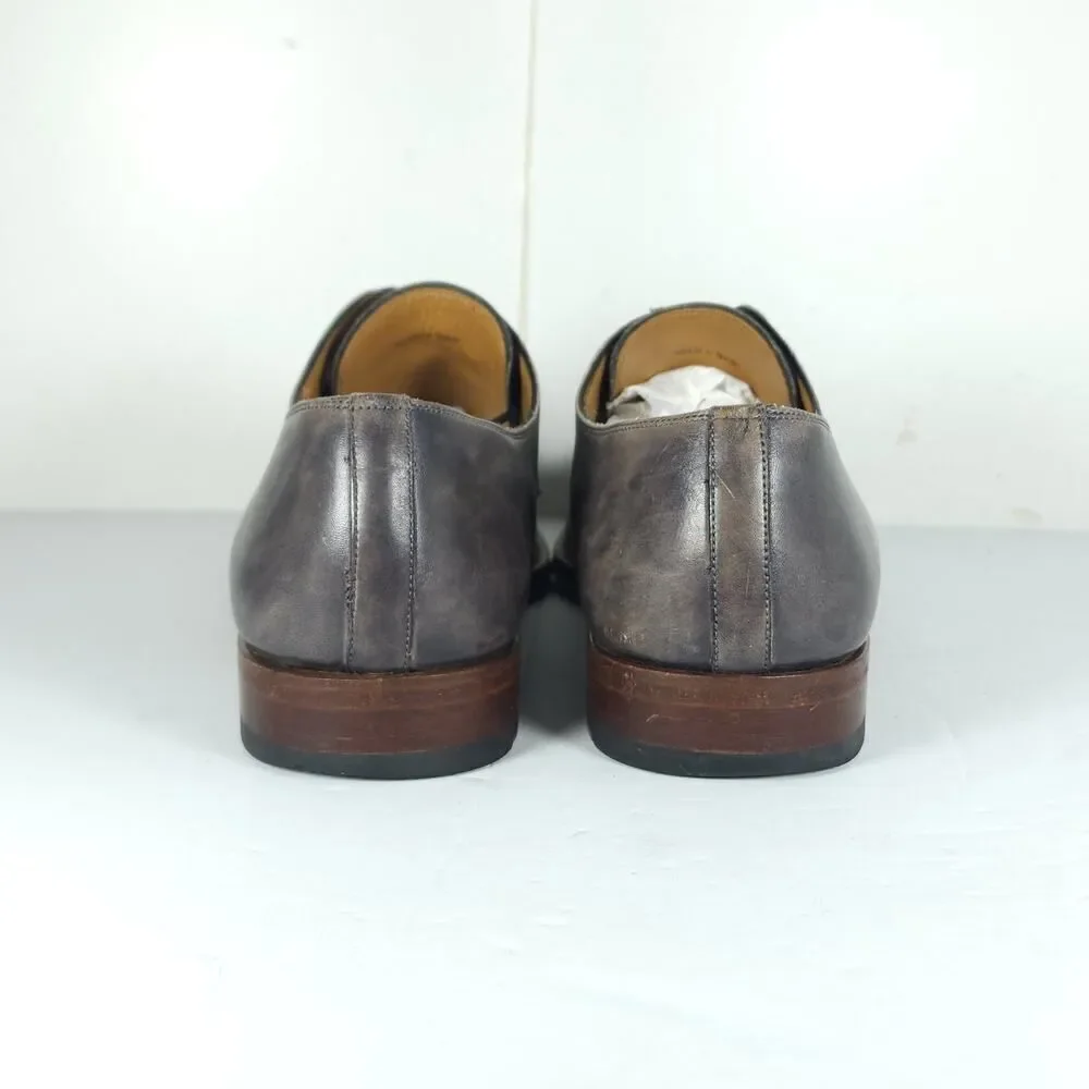 Magnanni Men's Gerard US9M Gray Leather Medallion Toe Oxfords Derby Shoes